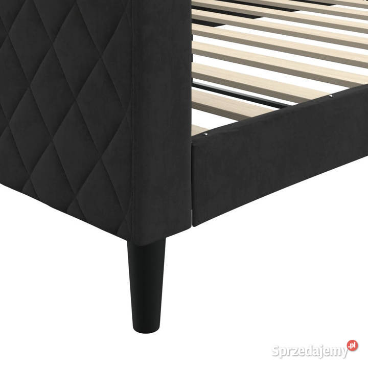 Sofa z funkcją spania czarna obita aksamitem 68cm mazowieckie Warszawa