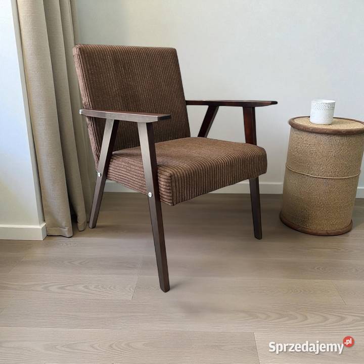 Sztruksowy fotel wypoczynkowy Retro PRL różne sprzedam