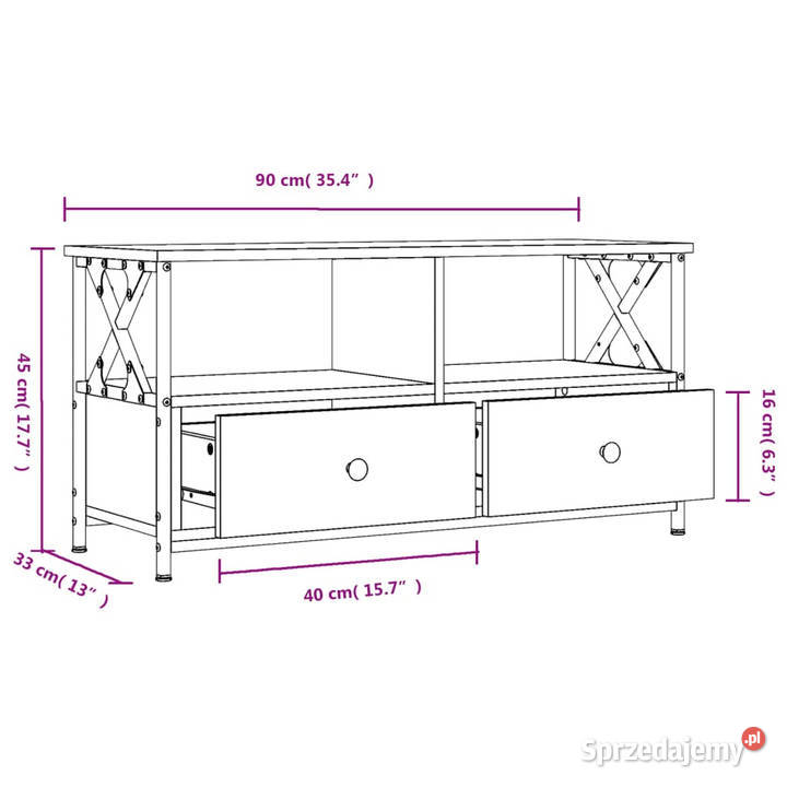 Szafka pod telewizor brązowy dąb 90x33x45 Warszawa