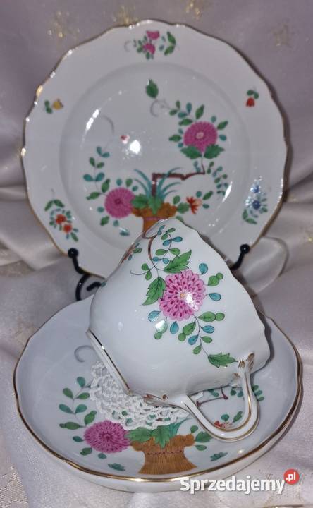 Kolekcjonerskie trio Miśnia wzór spieniacza Sadurki