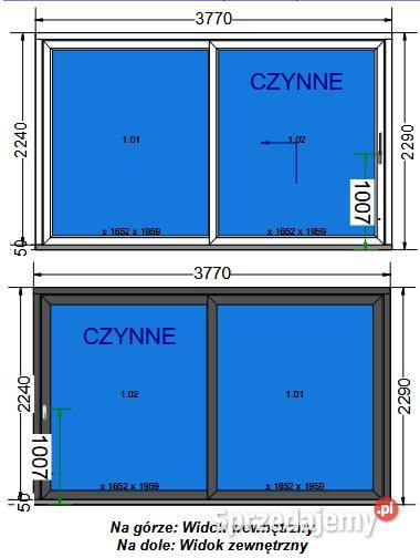 Okno HST 377x229 ręki antracyt zew OKAZJA Opole