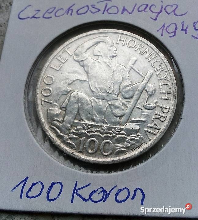 CZECHOSŁOWACJA 100 KORON 1949 r SREBRO 0500 Legionowo