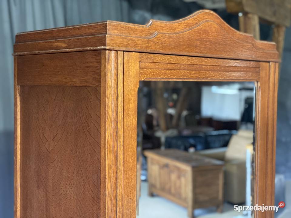 Dębowa szafa Art Deco z lustrem i szufladą Budno sprzedam