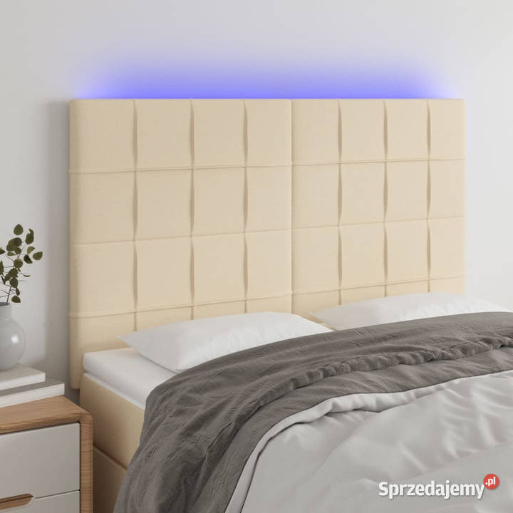 Zagłówek do łóżka z LED kremowy 144x5x118128 Warszawa
