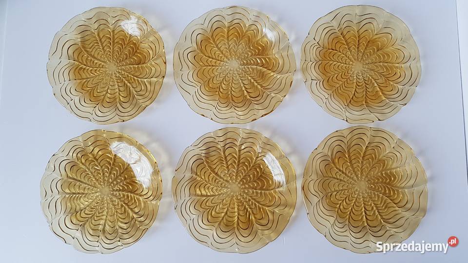 Talerzyki Fala Ząbkowice kolorowe szkło PRL Dąbrowa Górnicza