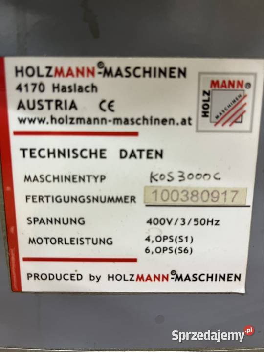 Szlifierka krawędziowa Holzmann KOS3000C sprzedam