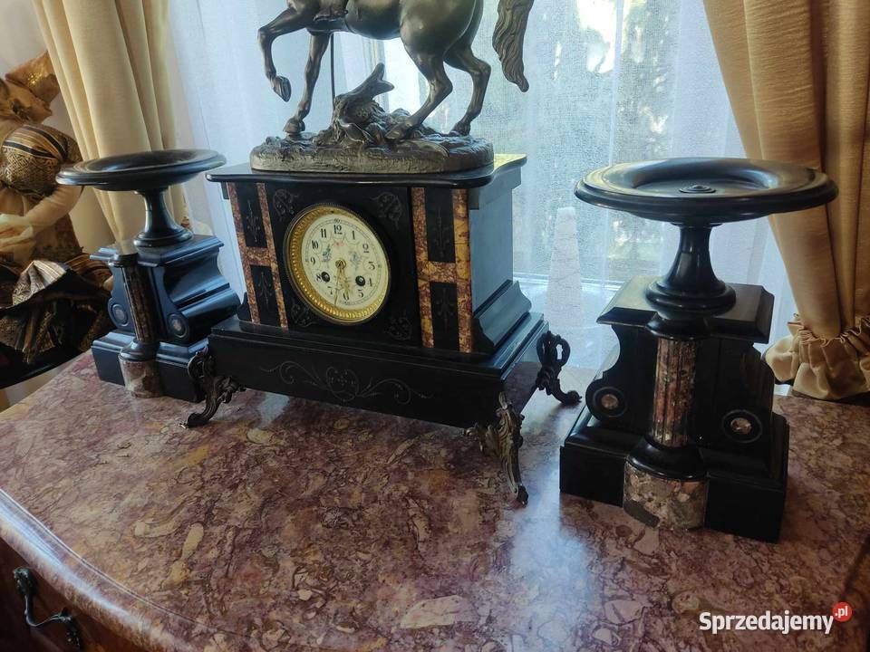 stary zegar kominowy garnitur koń Gorzów Wielkopolski