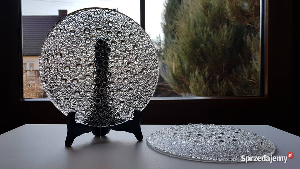 Talerz Asteroid ok 205 Ząbkowice szkło PRL Dąbrowa Górnicza