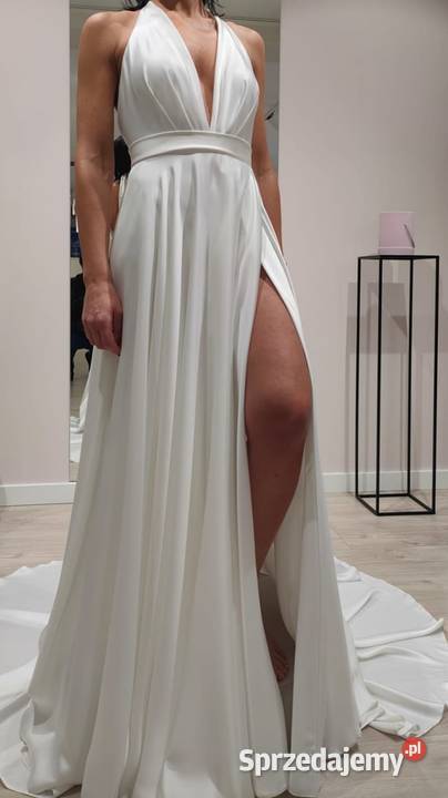 suknia ślubna z jedwabiu ecru