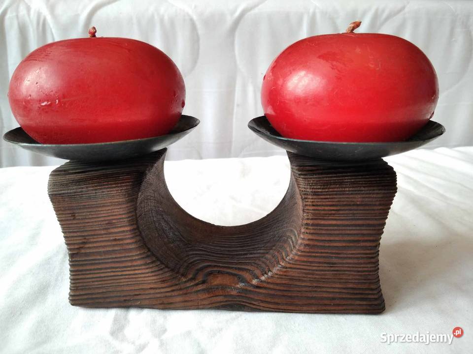 drewniany świecznik podwójny z okrągłymi Gdańsk