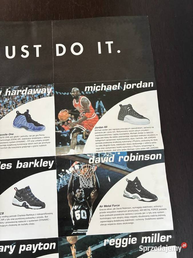 Plakat dwustronny Nike Just Do It 1997 S Pippen wielokolorowy warmińsko-mazurskie Elbląg sprzedam