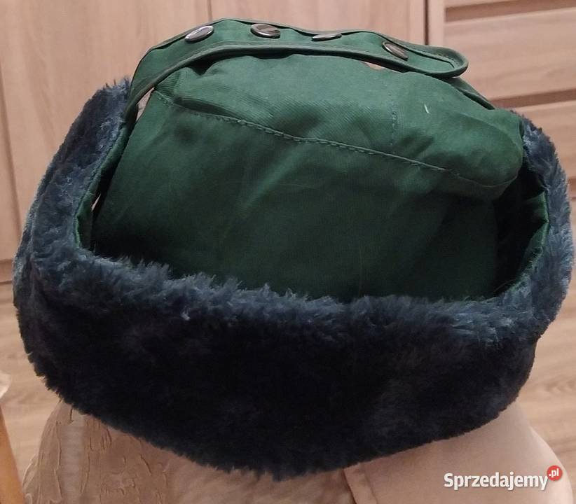 Czapka męska uszatka z daszkiem PLS zielona zielony Pozostałe Hajnówka sprzedam