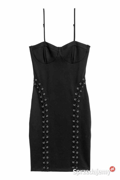 czarna sukienka HM xxs 32 gorset bandażowa czarny Toruń