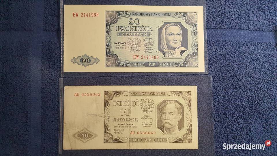 Zestaw banknotów Polski Ludowej 1948 65 mazowieckie Warszawa