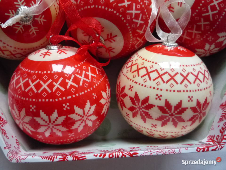 2 opakowania Bombki choinkowe czerwone wzór Dom i Ogród Szczecin