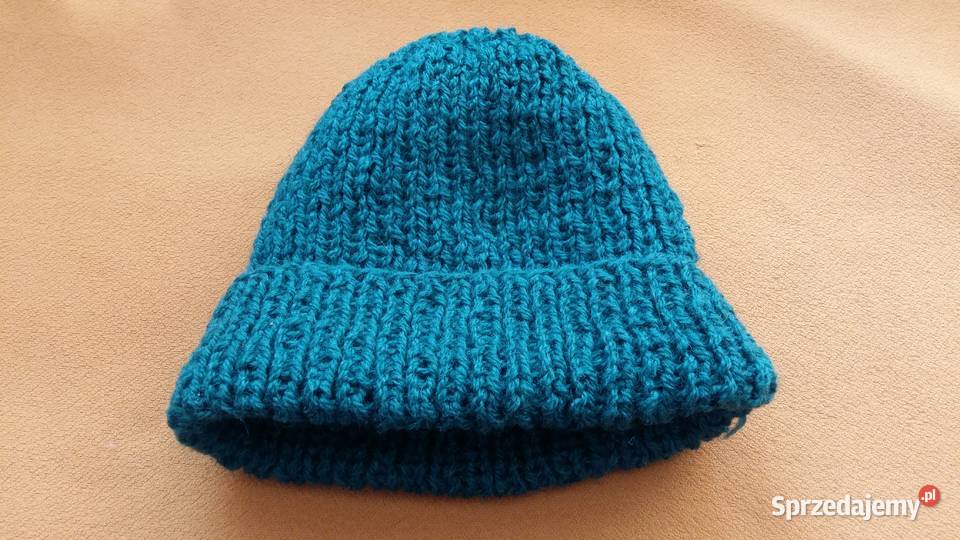 Czapka wełniana kolorowa zielona ażurowa