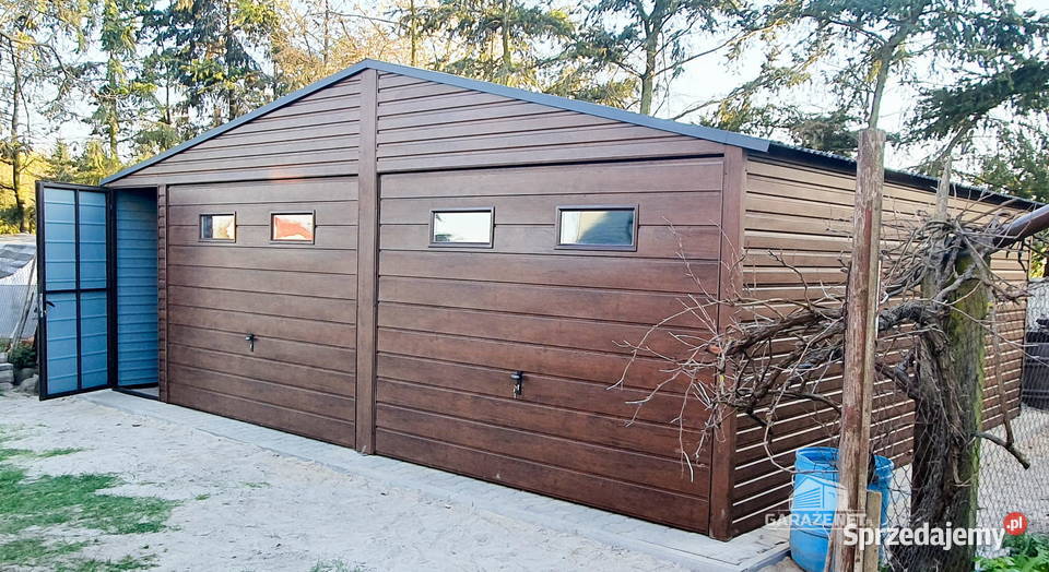 GARAŻ BLASZANY 7m x 6m DWUSPAD 2X BRAMA DRZWI 4X Łapanów