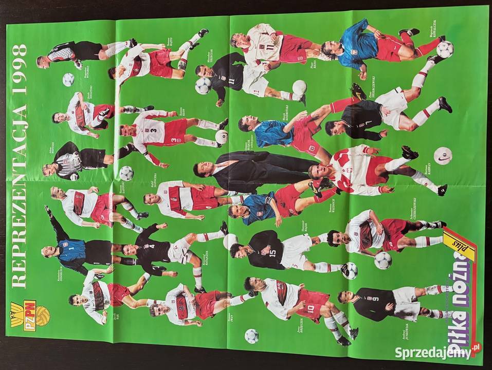 Plakat dwustronny Reprezentacja Polski 1998 81 x wielokolorowy Elbląg