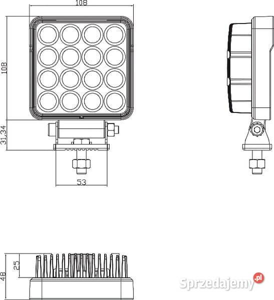 Lampa robocza LED kwadratowa 25W 3040 lm 1030V