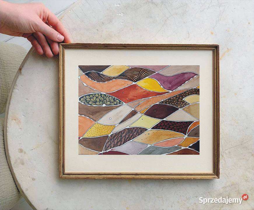 Akwarela A4 Obraz Abstrakcja pt Kolory jesieni Warszawa