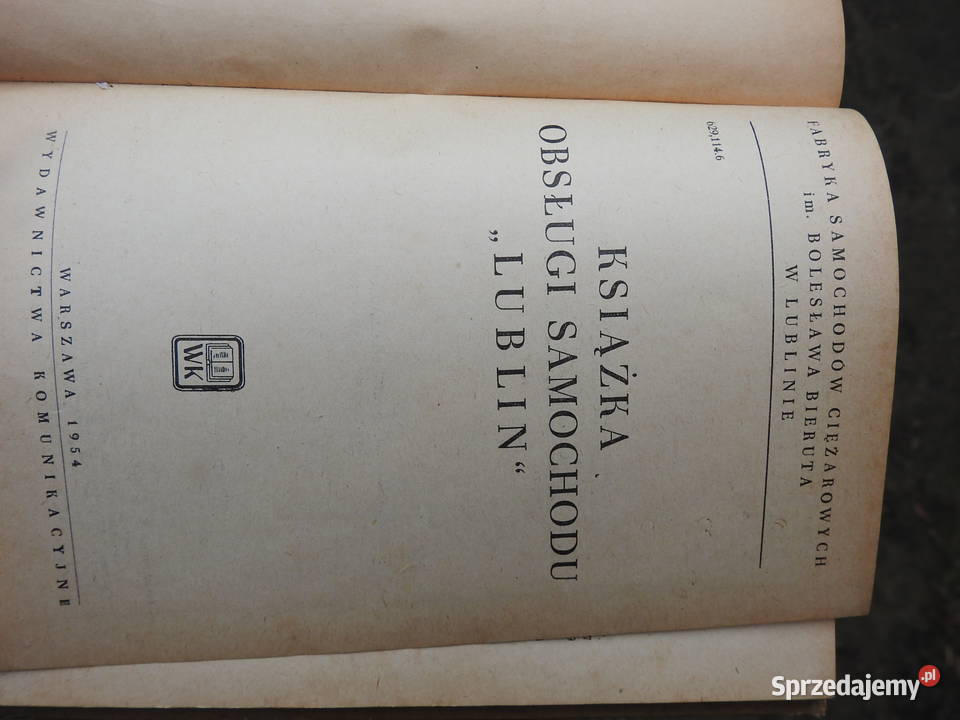 LUBLIN KSIĄŻKA OBSŁUGI SAMOCHODU 1954 nie Warszawa