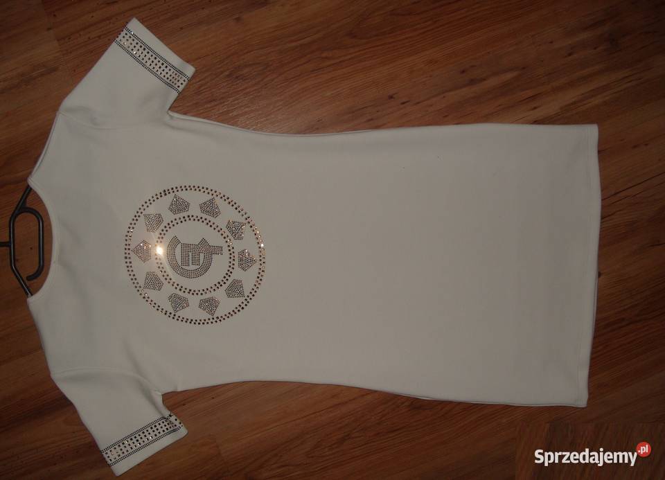 śmietankowa sukienka CHERLIZE FASHION ozdobne Rawicz