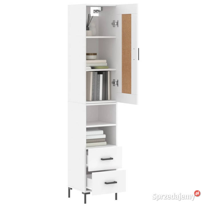 Wysoka szafka biała 345x34x180 materiał mazowieckie Warszawa