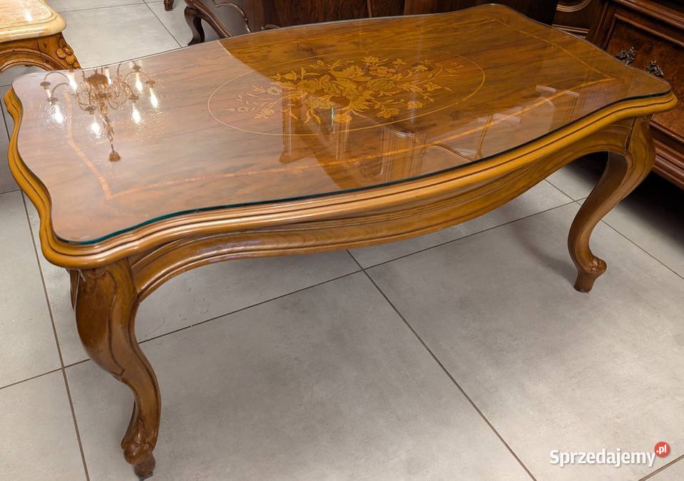 Piękny stolik ludwikowski orzech intarsje sklep śląskie Dąbrowa Górnicza