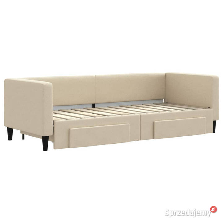 Sofa rozsuwana z szufladami kremowa tkanina 223cm Warszawa