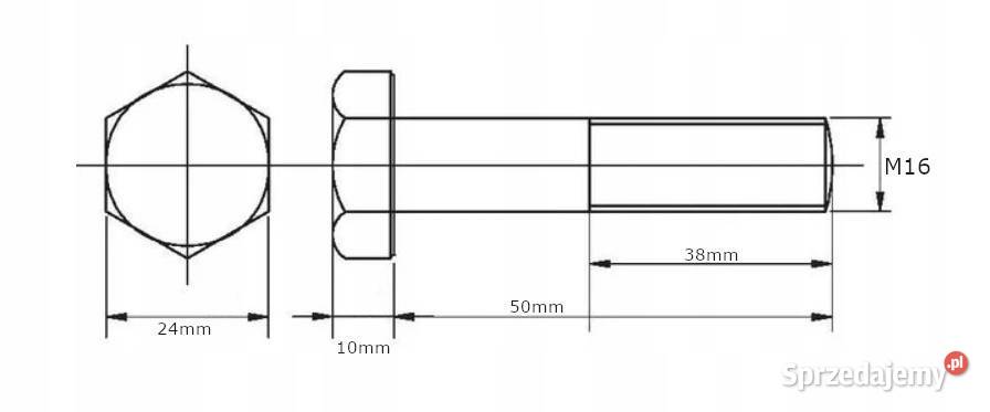Śruba pół gwint kl 109 ocynk M16x50mm małopolskie sprzedam