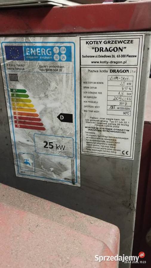 Części do pieca kotla Dragon 25 KW Świecie sprzedam