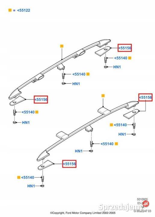 PODKŁADKA POD RELING LEWA FORD FOCUS 05 1 085