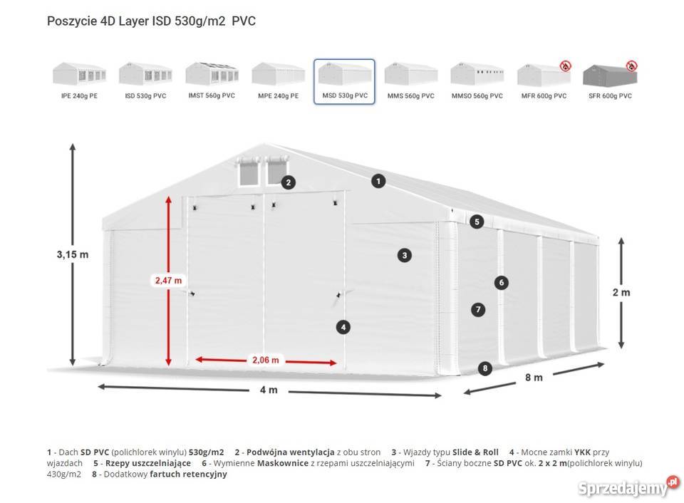 4x8m Namiot WOJSKOWY magazynowy HANDLOWY pawilon Szczecin sprzedam