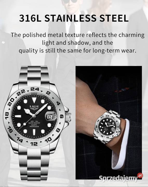 Sportowy zegarek męski Lige datownik z lupą lubuskie