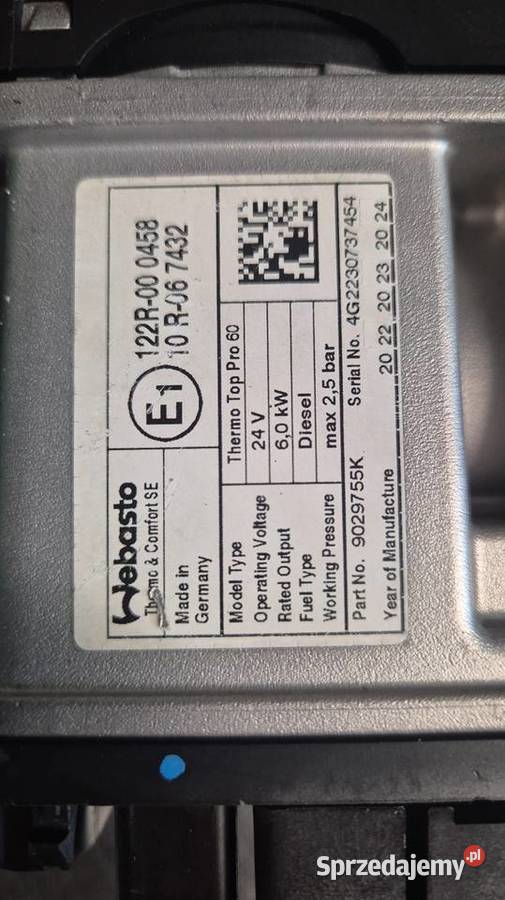 Webasto Thermo Top Pro 60 Scania 24V 6 kw igła ciężarowe Ogrzewanie postojowe