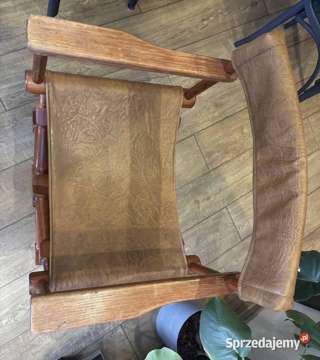 Krzesła safari z litego drewna i skóry 2 Inowrocław sprzedam