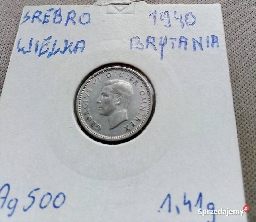WIELKA BRYTANIATHREE PENCE1940 r SREBRO 500 mazowieckie Legionowo