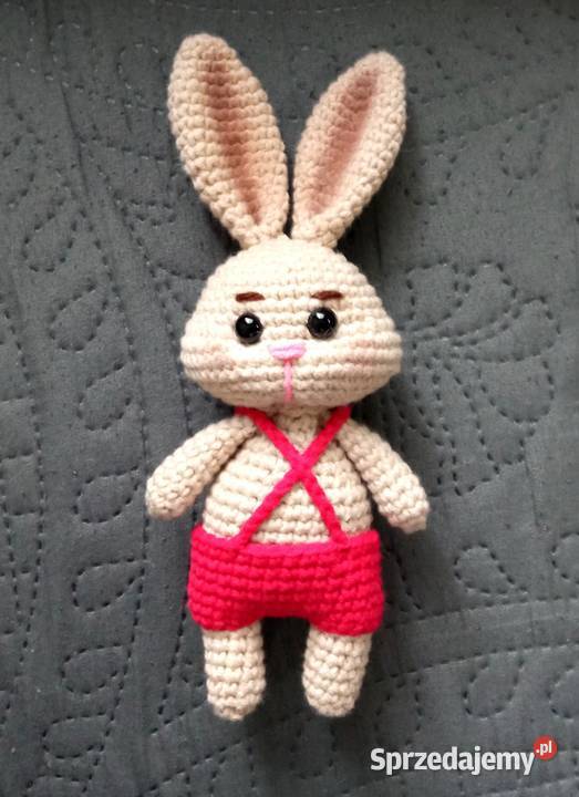 Króliczek wykonany na szydełku łódzkie Łask sprzedam