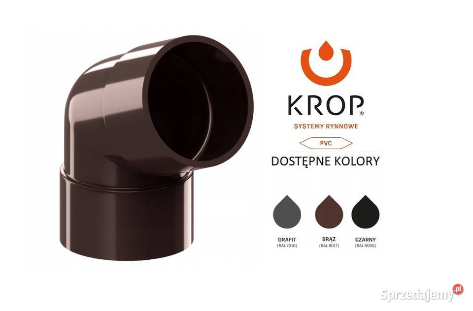 Krop KOLANO DO RURY SPUSTOWEJ PVC fi 90 BRĄZOWE Hajnówka