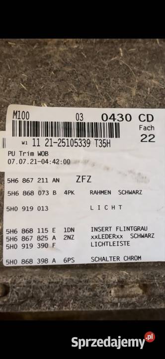 Boczki do drzwi tył VW golf VIII HB Kielce