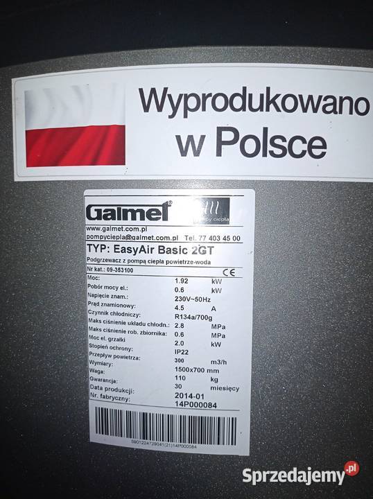 Pompa ciepła GALMET do cwu sprzedam