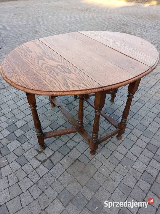 Stolik dębowy składany z owalnym blatem Stoły