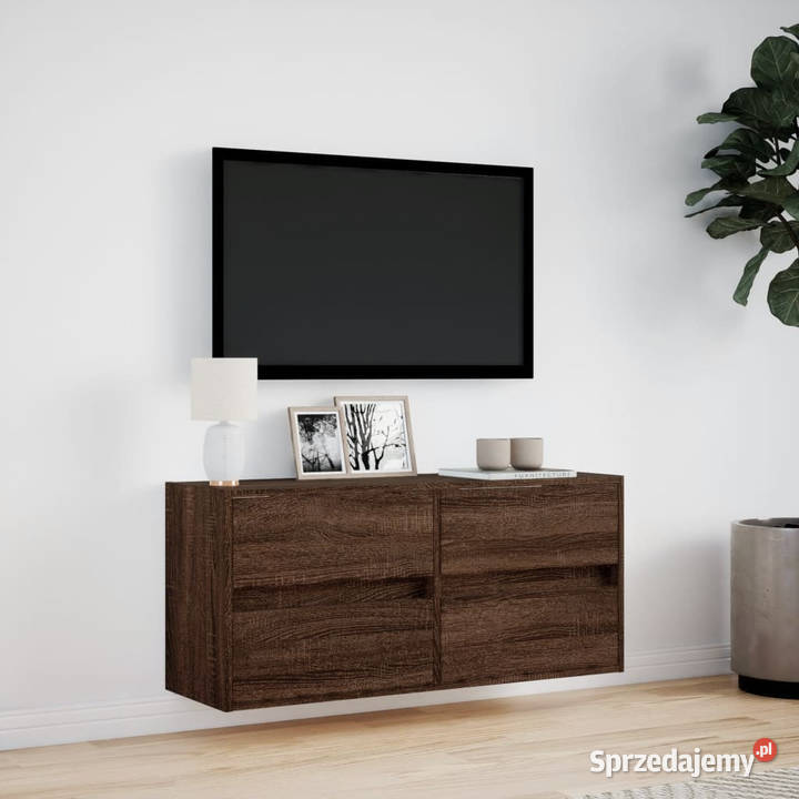 Ścienna szafka TV z LED brązowy dąb 100x31x45 Warszawa