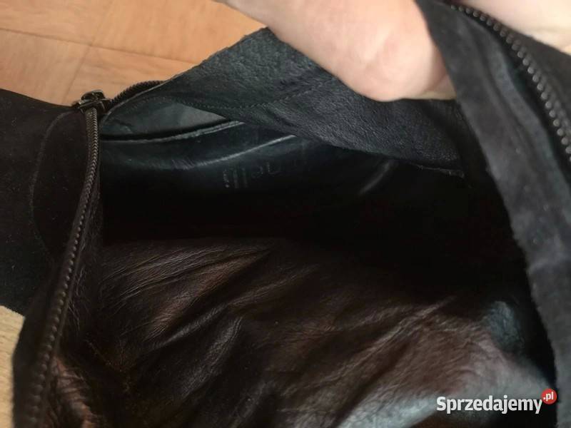 Zamszowe kozaki Minelli prawie kolano na szpilce Białystok