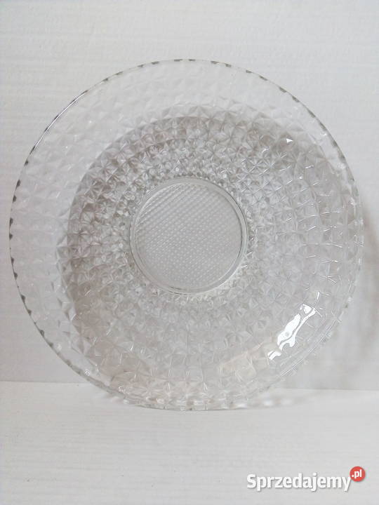 duży szklany talerz patera Ząbkowice vintage PRL Częstochowa