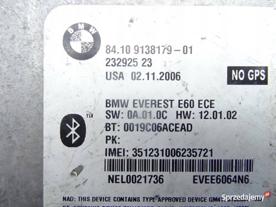 8410913817901 BMW E90 E91 E92 MODUL BLUETOOTH Przemęt sprzedam