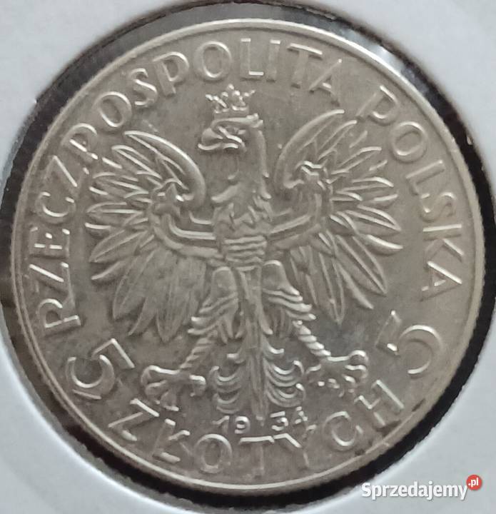 5 Głowa kobiety 1934 r 5 piękne najniższy nakład Numizmatyka Konin