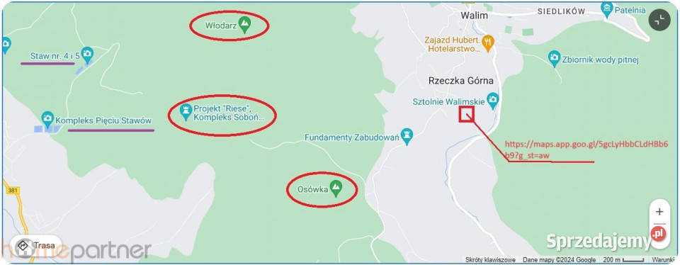 Grunt sprzedam 9600m2 Walim Adama Mickiewicza woda