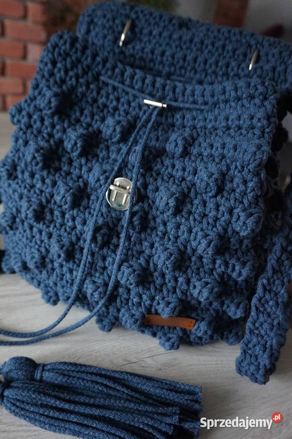 Plecak torebka ze sznurka bawełnianego handmade Józefów