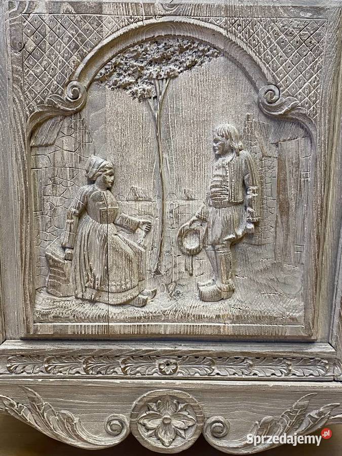 Francuska komodasłupkowa dąb bielony witryna w mazowieckie Warszawa